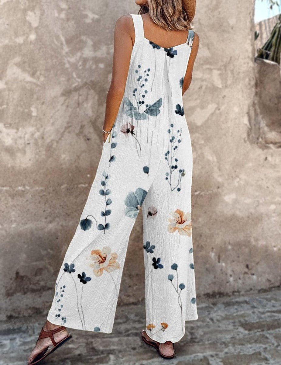 Tessa | Dames Mouwloze Bloemenprint Wide-Leg Jumpsuit Tuinbroek