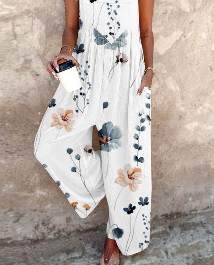 Tessa | Dames Mouwloze Bloemenprint Wide-Leg Jumpsuit Tuinbroek