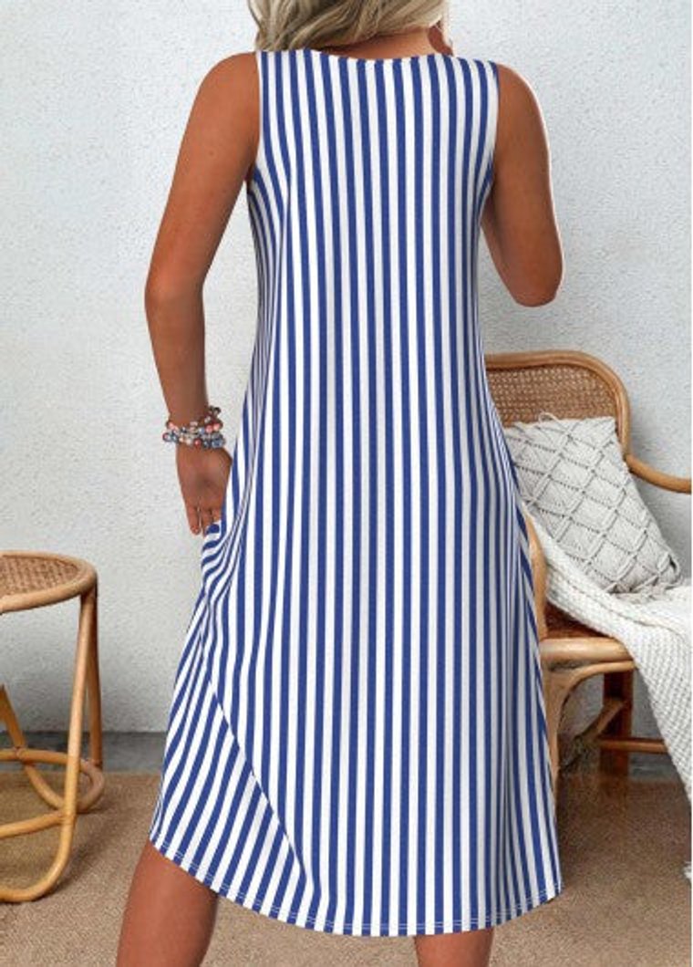 Sophie | Dames Mouwloze Gestreepte Zomerjurk Casual Midi