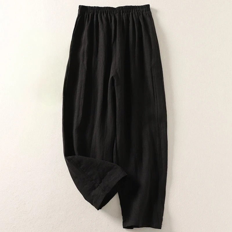 Nina | Dames Ontspannen Linen Broek met Elastische Taille