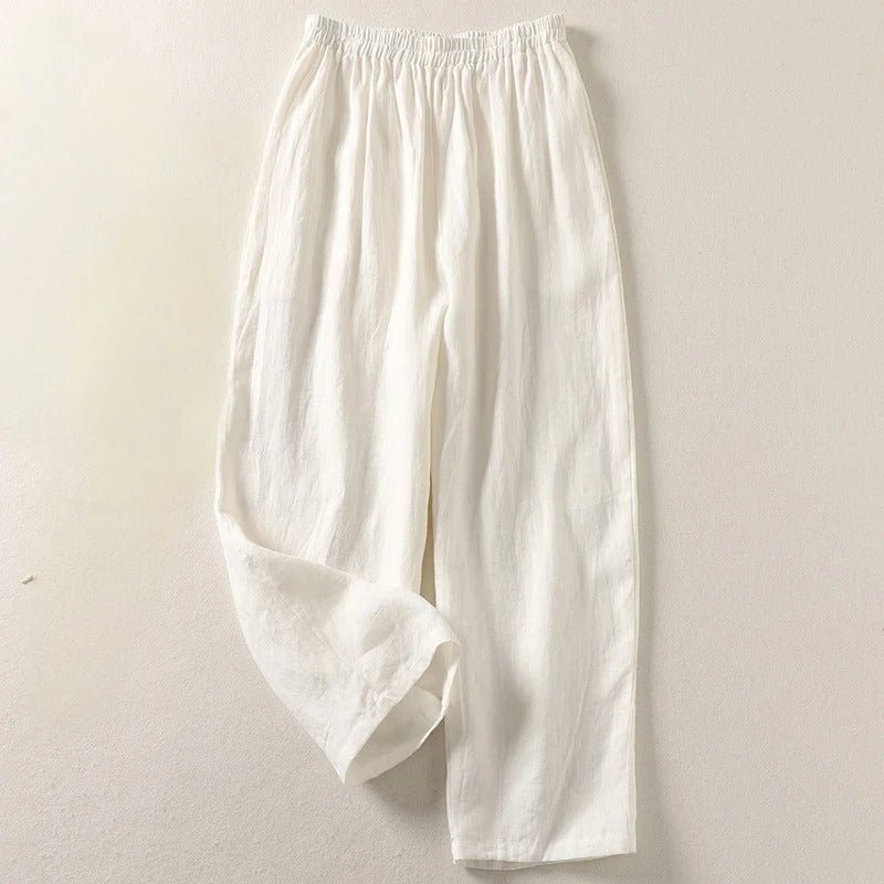 Nina | Dames Ontspannen Linen Broek met Elastische Taille