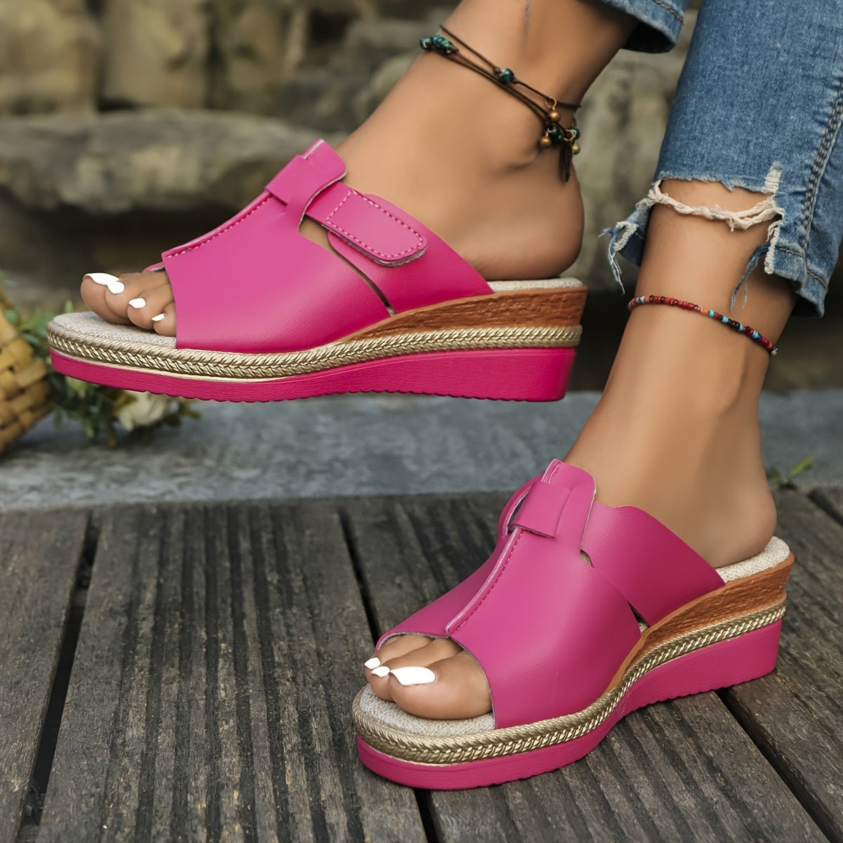 Eva | Dames Open-Teen Sleehak Klittenband Comfortabele Sandalen
