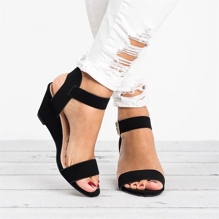 Sara | Dames Open-Teen Sleehak Sandalen Enkelbandje Gespsluiting