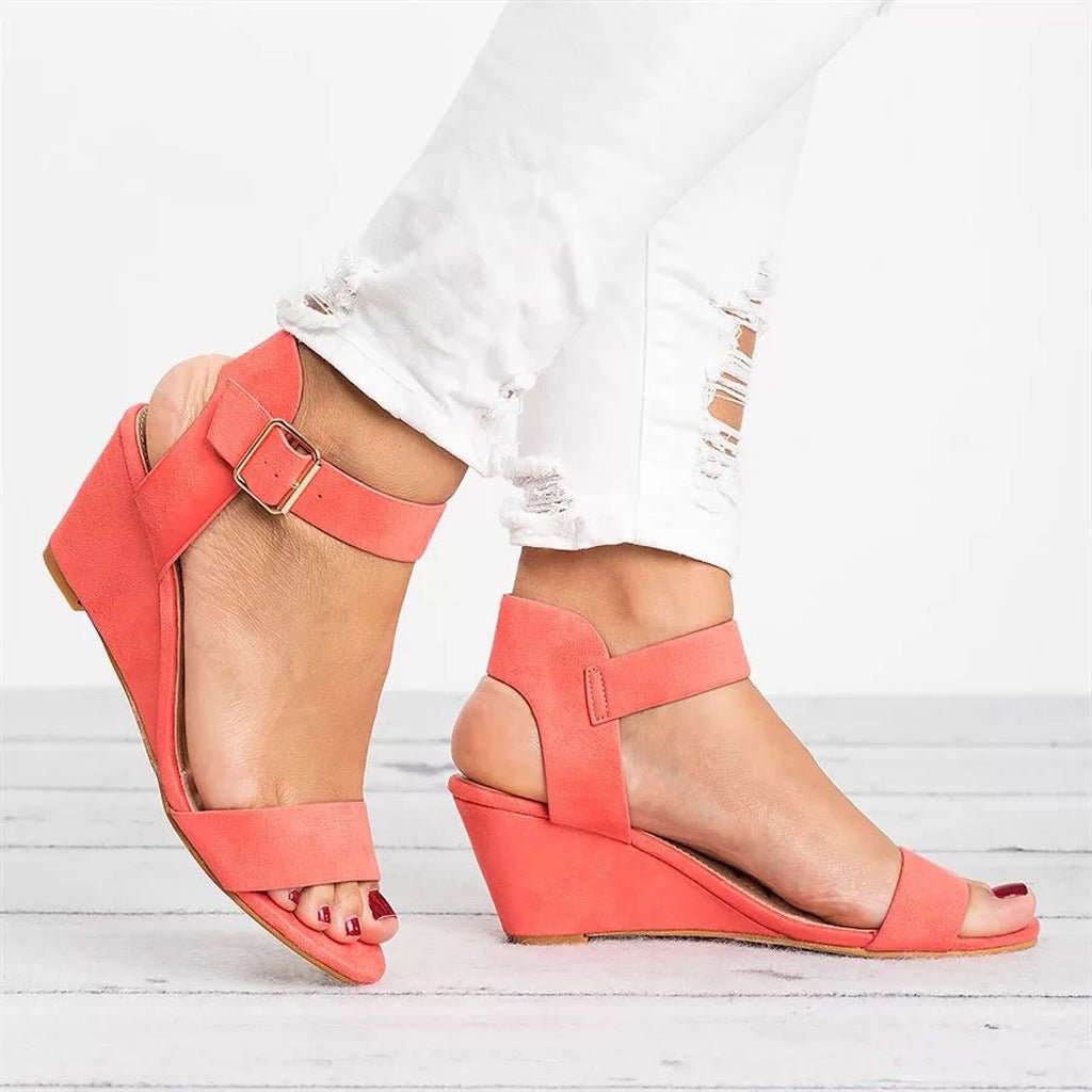 Sara | Dames Open-Teen Sleehak Sandalen Enkelbandje Gespsluiting