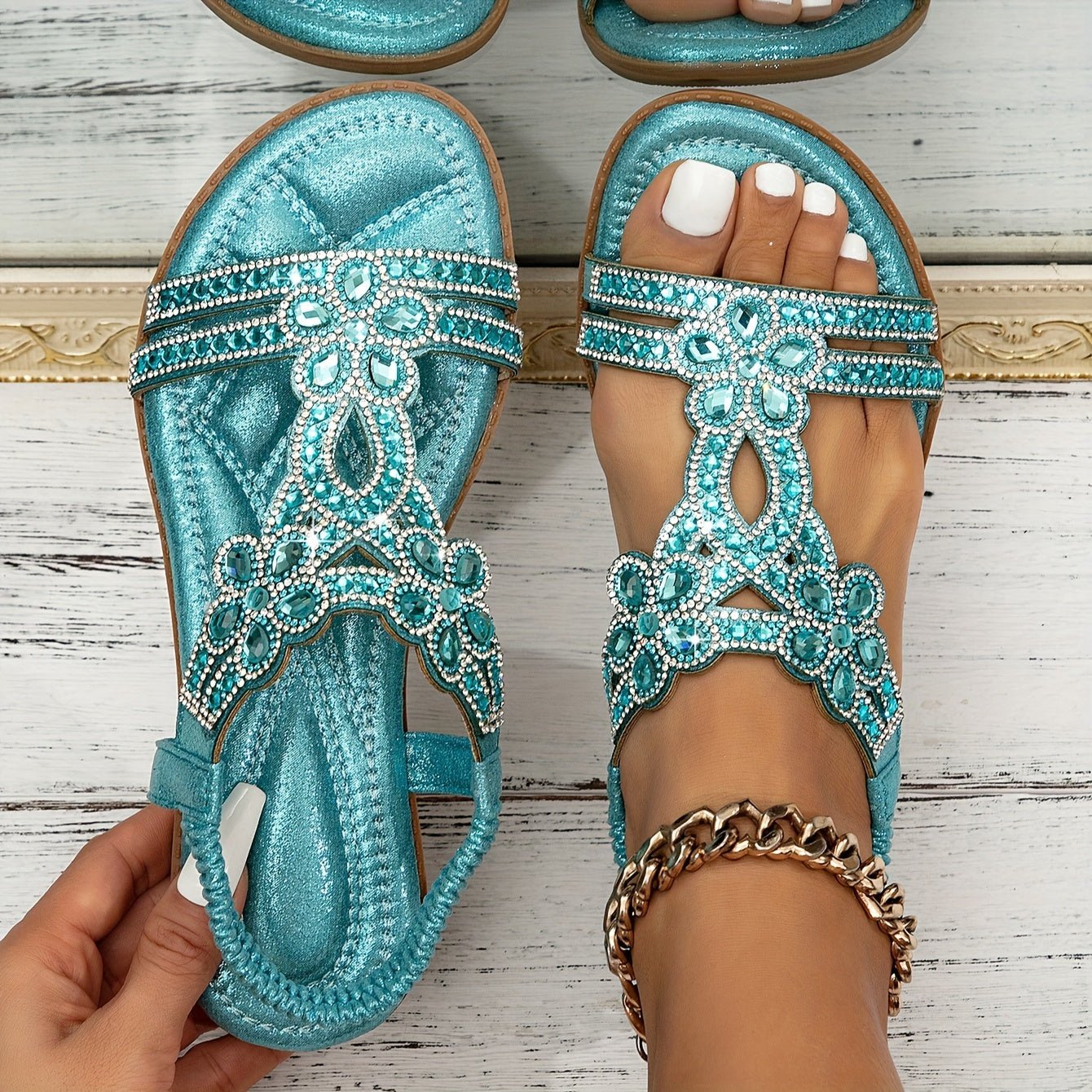 Elin | Dames Orthopedische Boho Strass Zomer Sandalen
