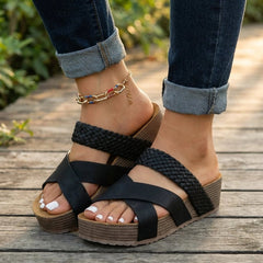Emma | Dames Orthopedische Comfortabele Sandalen Gevlochten Sleehak Platform