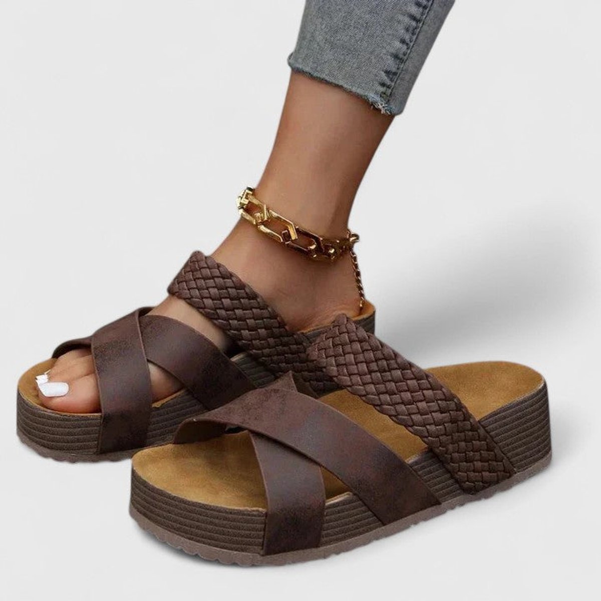 Emma | Dames Orthopedische Comfortabele Sandalen Gevlochten Sleehak Platform