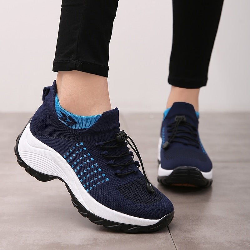 Eva | Dames Orthopedische Gedempt Vetersluiting Platform Sneakers