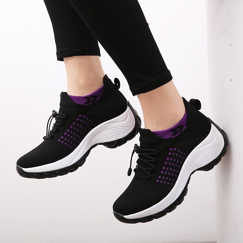 Eva | Dames Orthopedische Gedempt Vetersluiting Platform Sneakers