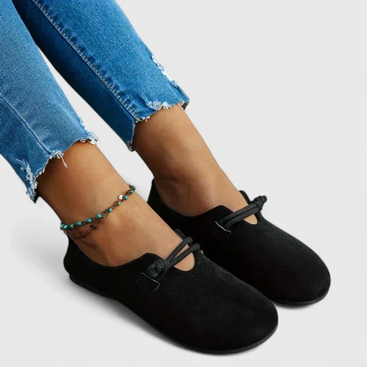 Sophie | Dames Orthopedische Instappers Touwdetail Platte Zool