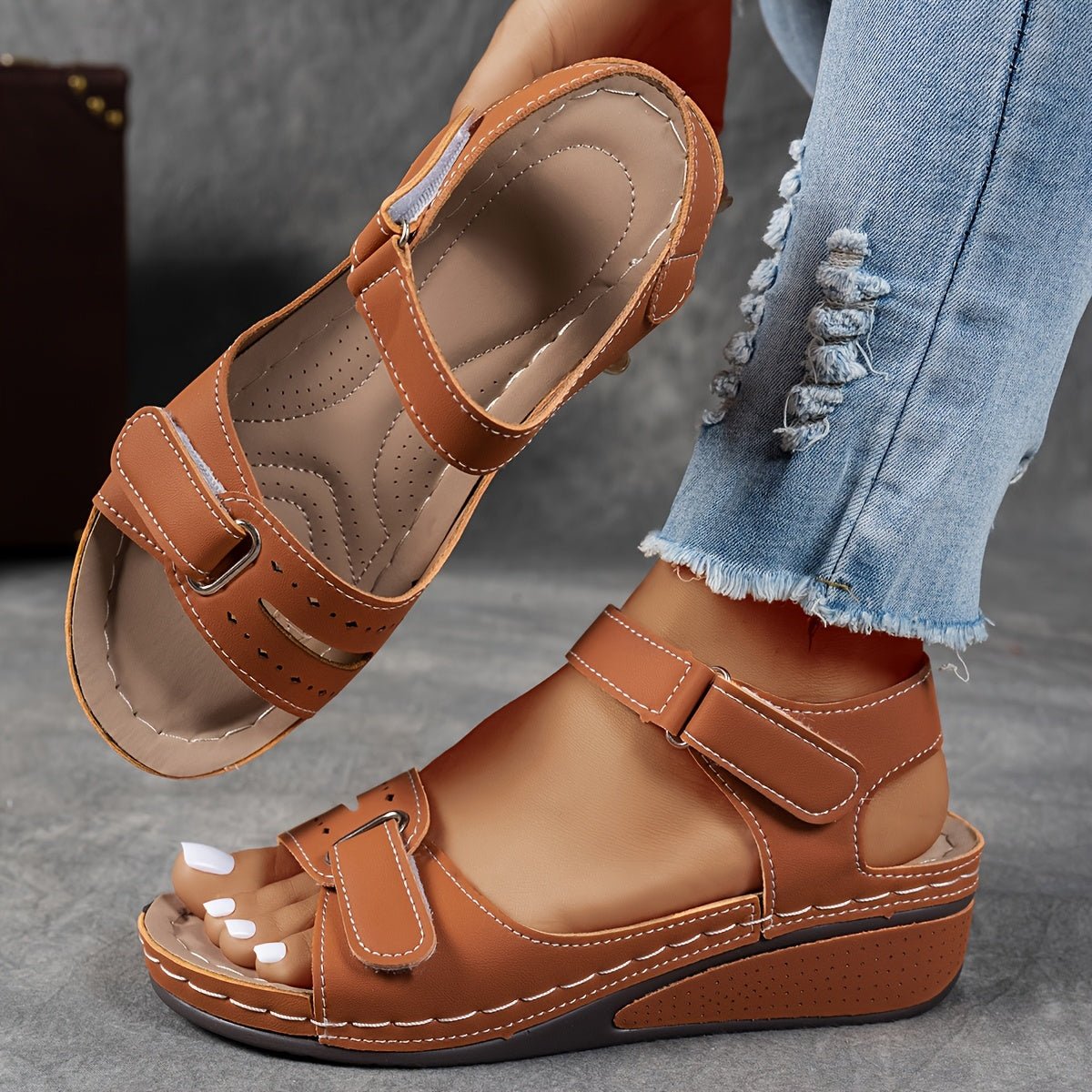 Yara | Dames Orthopedische Klittenband Sleehak Sandalen