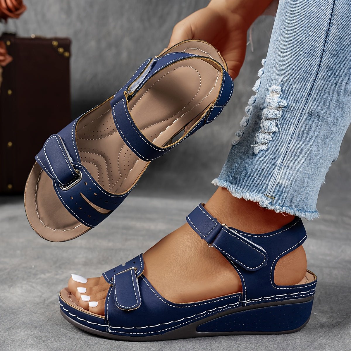 Yara | Dames Orthopedische Klittenband Sleehak Sandalen