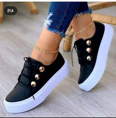 Mila | Dames Orthopedische Plateausneakers Ronde Neus Vetersluiting