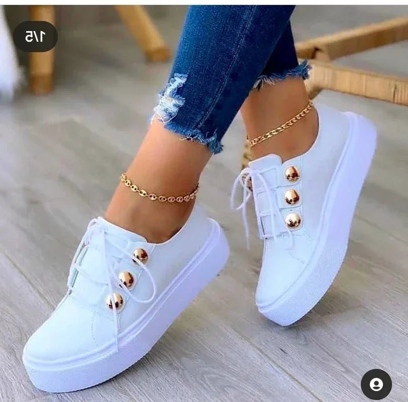 Mila | Dames Orthopedische Plateausneakers Ronde Neus Vetersluiting