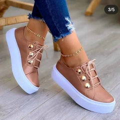 Lieke | Dames Orthopedische Platform Sneakers Ronde Neus Vetersluiting