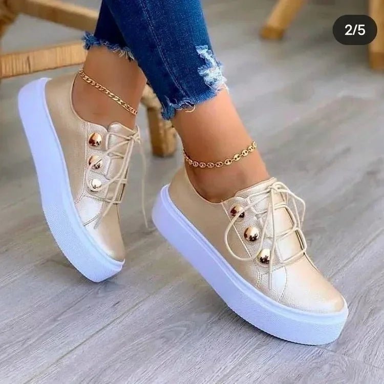 Lieke | Dames Orthopedische Platform Sneakers Ronde Neus Vetersluiting
