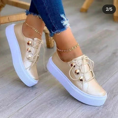 Lieke | Dames Orthopedische Platform Sneakers Ronde Neus Vetersluiting
