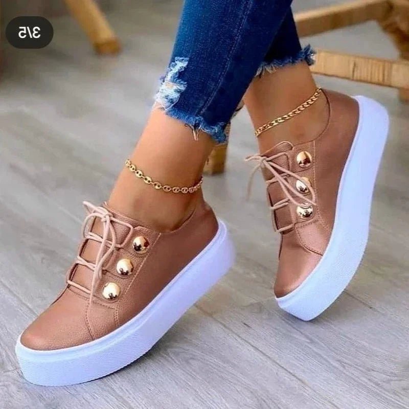 Lieke | Dames Orthopedische Platform Sneakers Ronde Neus Vetersluiting