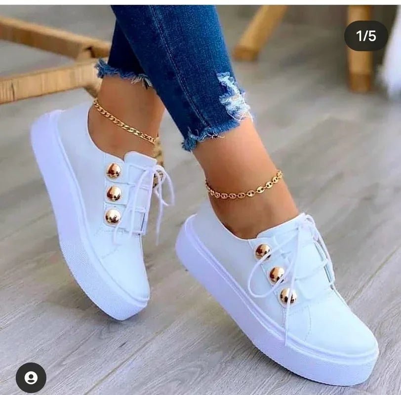 Lieke | Dames Orthopedische Platform Sneakers Ronde Neus Vetersluiting