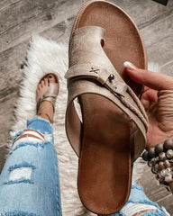 Julia | Dames Orthopedische Platte Open-Teen Comfort Sandalen