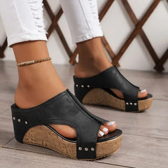 Sanne | Dames Orthopedische Sleehak Sandalen Kurkzool