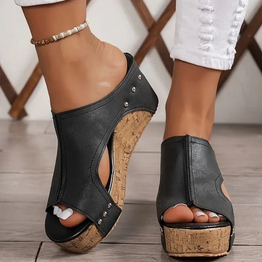 Sanne | Dames Orthopedische Sleehak Sandalen Kurkzool