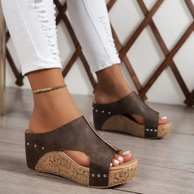 Sanne | Dames Orthopedische Sleehak Sandalen Kurkzool