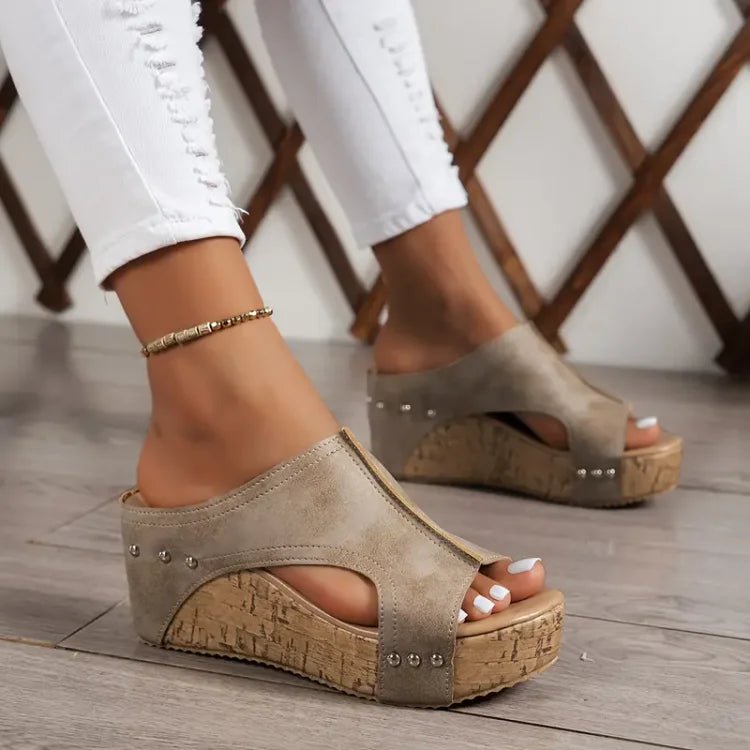 Sanne | Dames Orthopedische Sleehak Sandalen Kurkzool