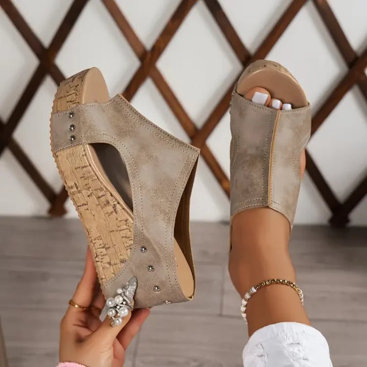 Sanne | Dames Orthopedische Sleehak Sandalen Kurkzool
