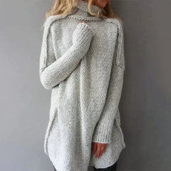 Fleur | Dames Oversized Coltrui Grofgebreide Longfit Pullover