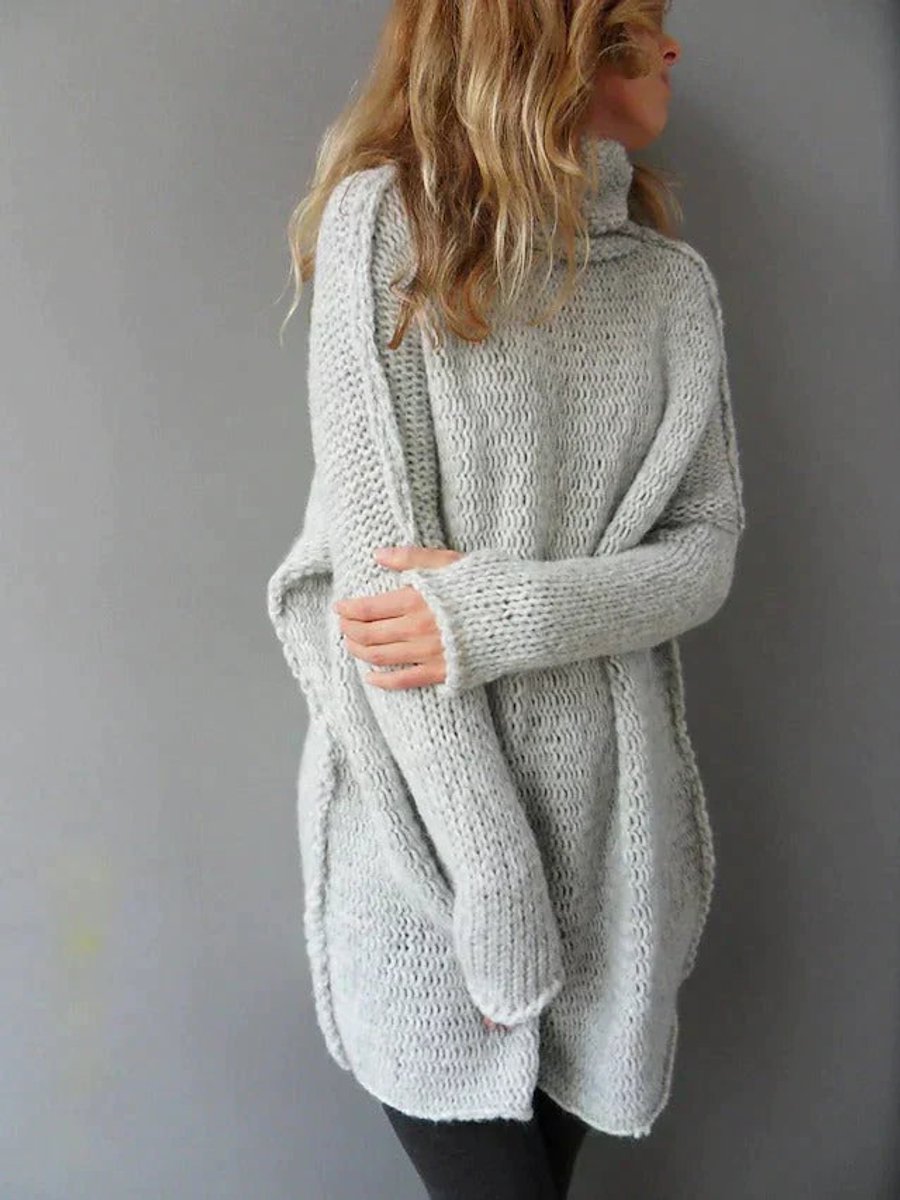 Fleur | Dames Oversized Coltrui Grofgebreide Longfit Pullover