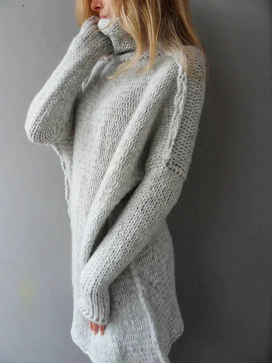 Fleur | Dames Oversized Coltrui Grofgebreide Longfit Pullover