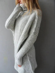 Fleur | Dames Oversized Coltrui Grofgebreide Longfit Pullover