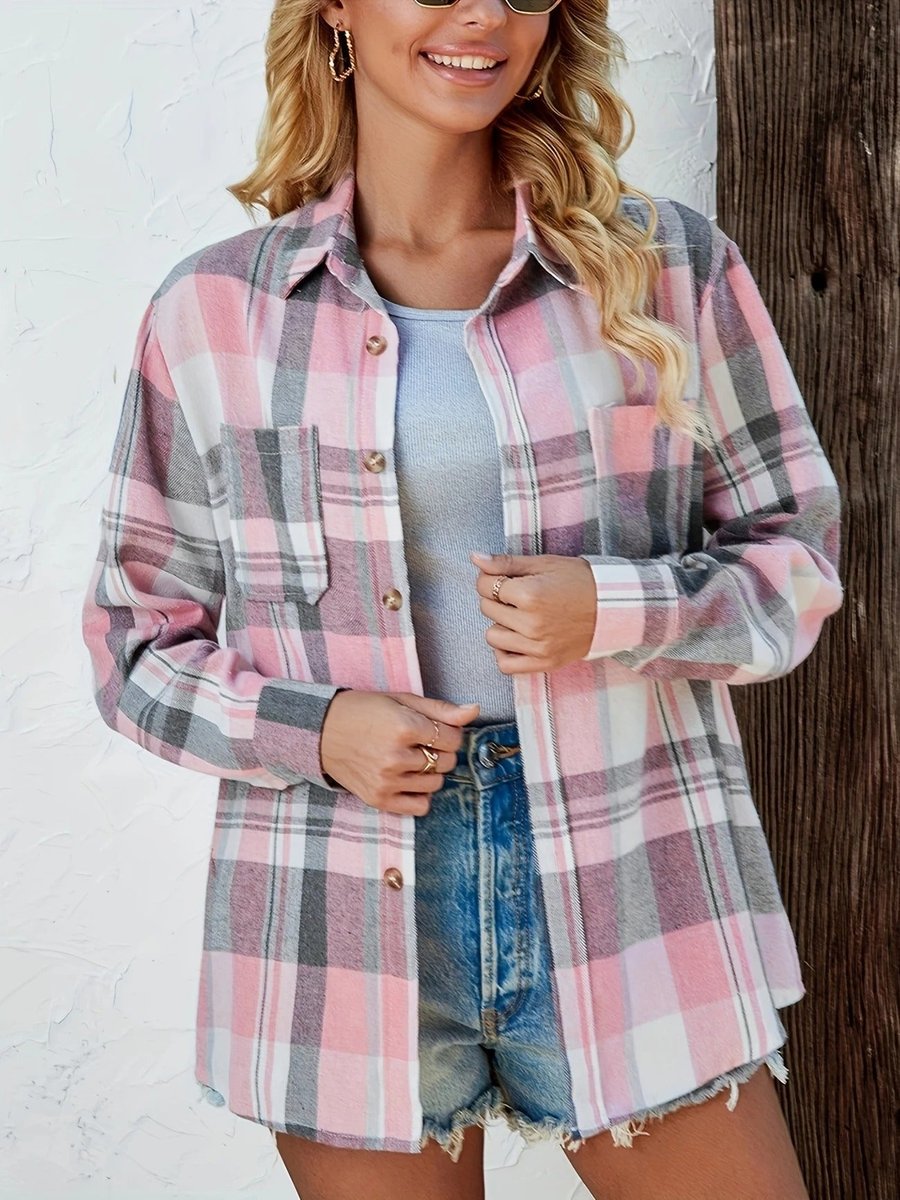 Mila | Dames Oversized Geruit Flanel Cardigan Overhemd Lange Mouw