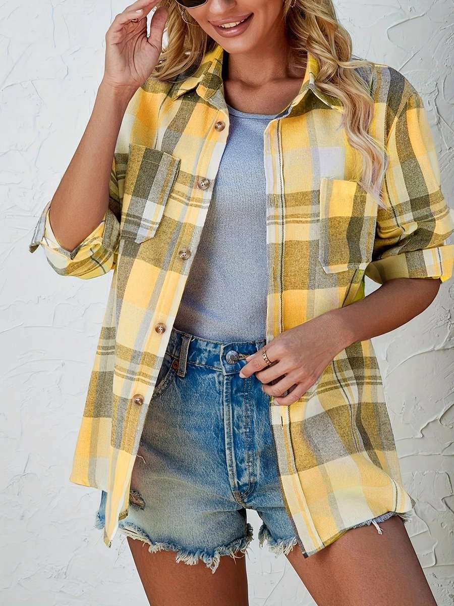 Mila | Dames Oversized Geruit Flanel Cardigan Overhemd Lange Mouw