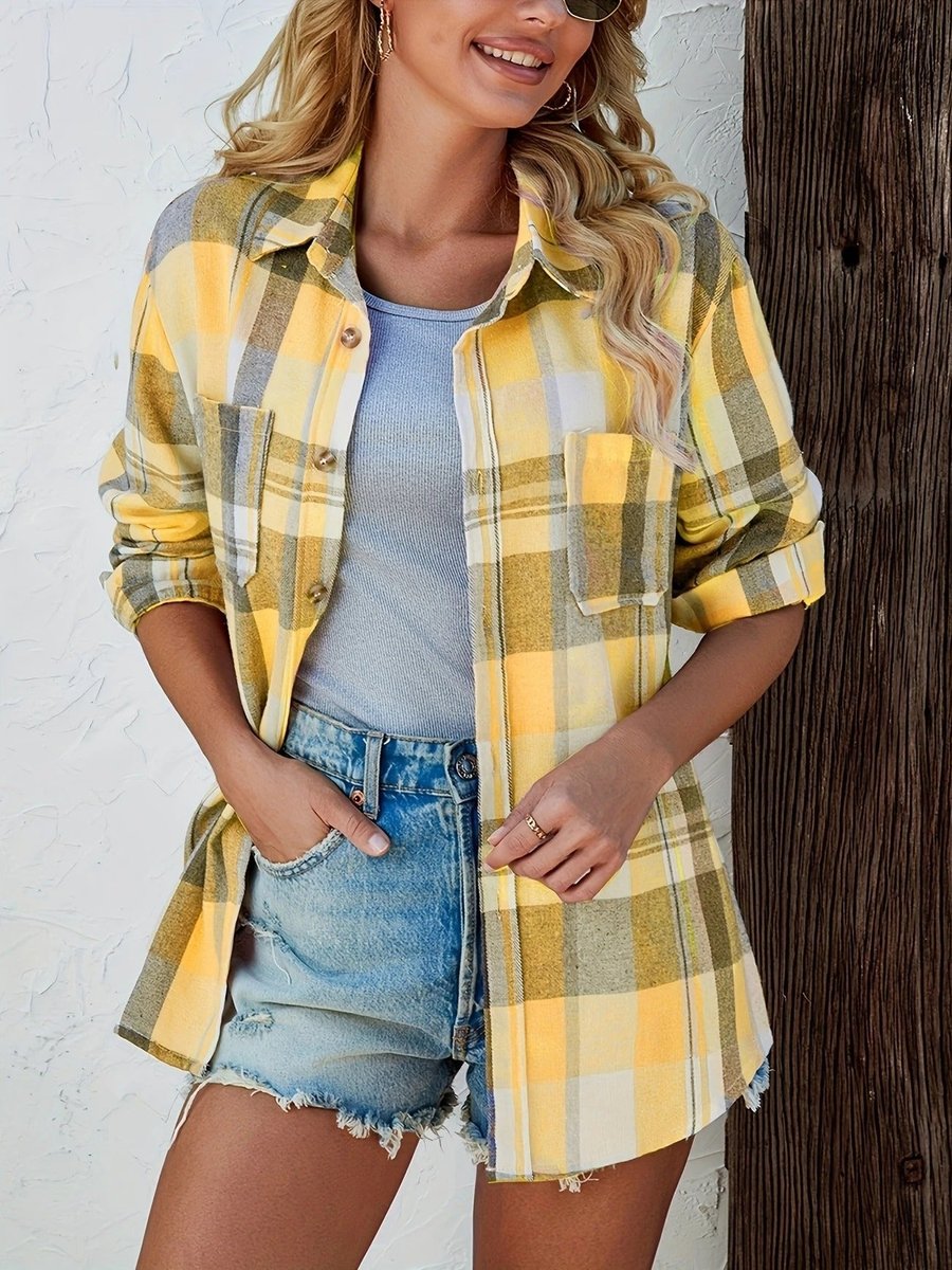 Mila | Dames Oversized Geruit Flanel Cardigan Overhemd Lange Mouw