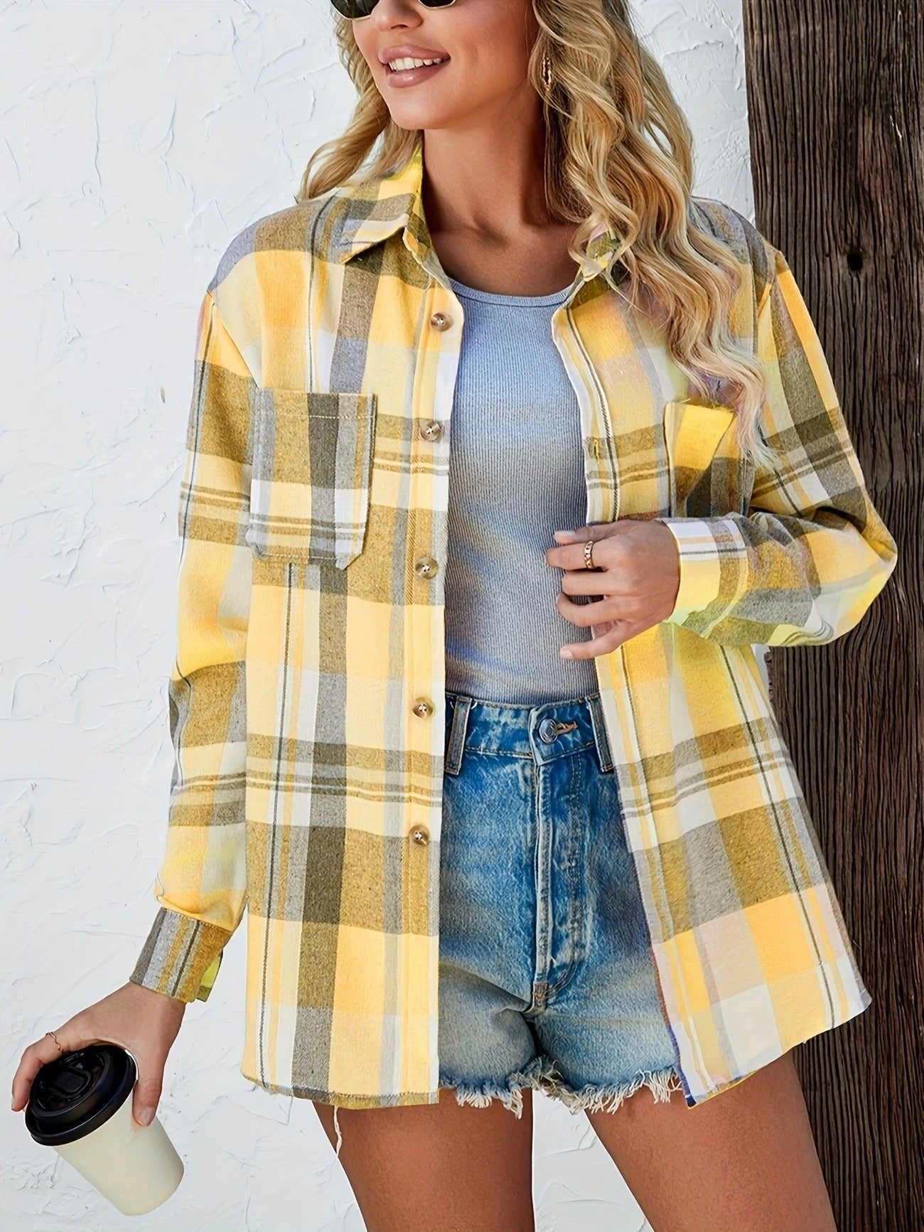 Lotte | Dames Oversized Geruit Flanel Overhemd met Lange Mouwen