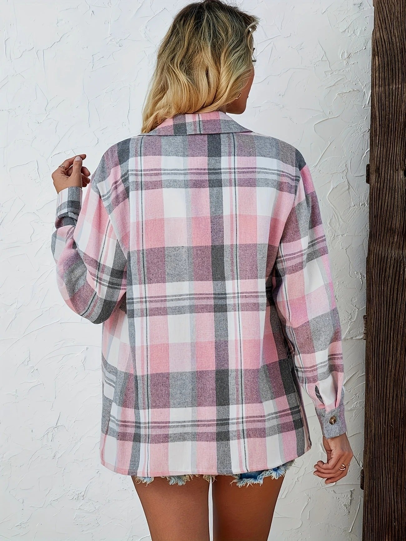 Lotte | Dames Oversized Geruit Flanel Overhemd met Lange Mouwen