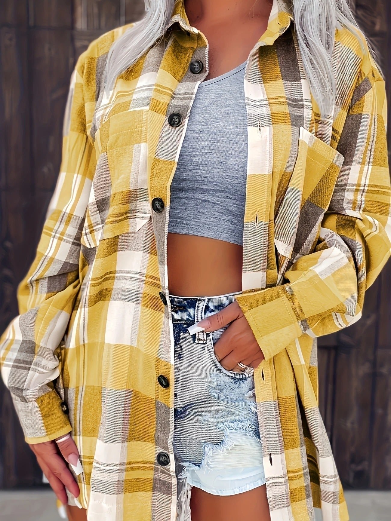 Lotte | Dames Oversized Geruit Flanel Overhemd met Lange Mouwen