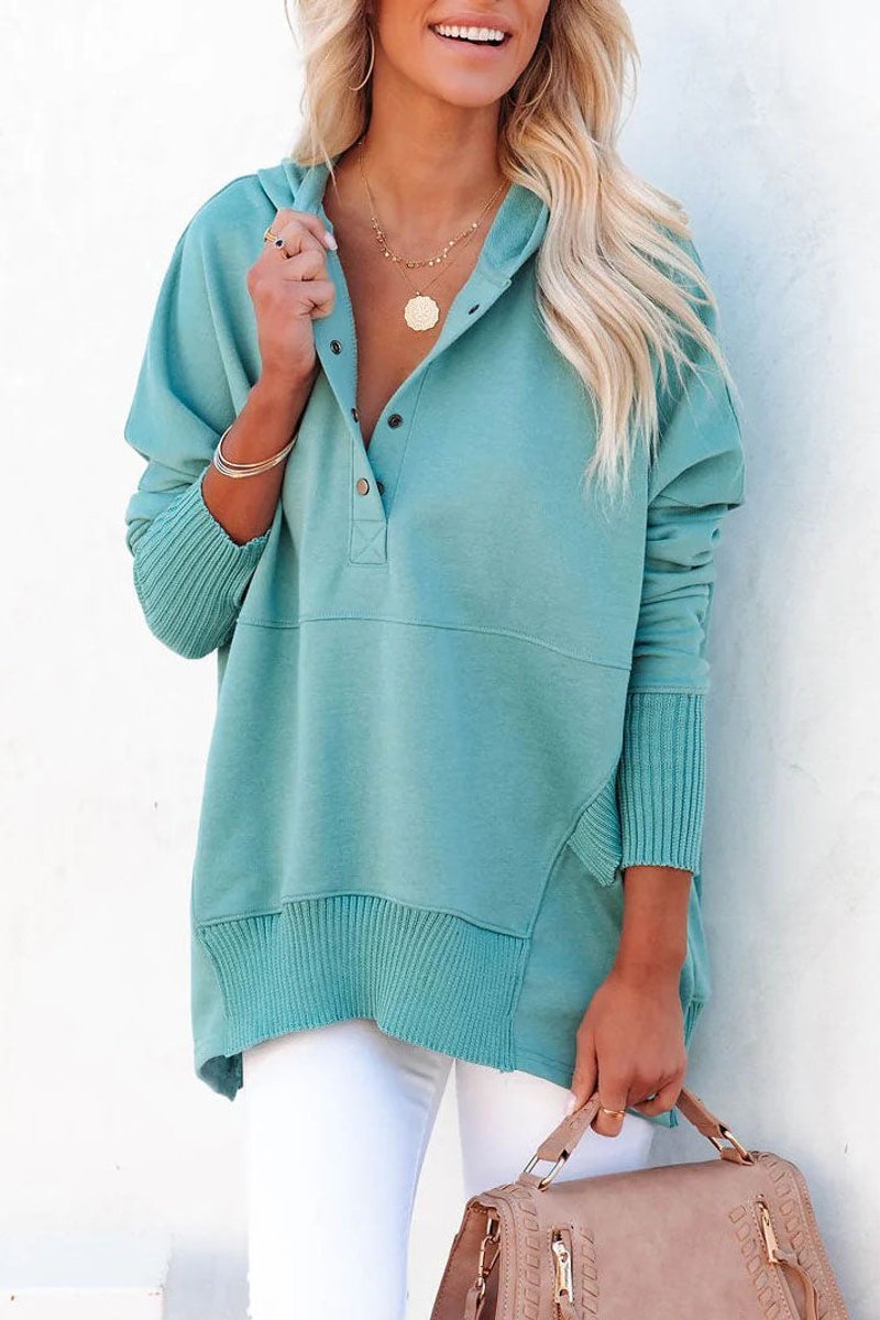 Elin | Dames Oversized Hoodie Tuniek Lange Mouwen Knoopsluiting