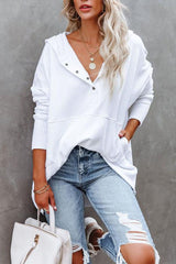 Elin | Dames Oversized Hoodie Tuniek Lange Mouwen Knoopsluiting
