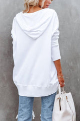 Elin | Dames Oversized Hoodie Tuniek Lange Mouwen Knoopsluiting
