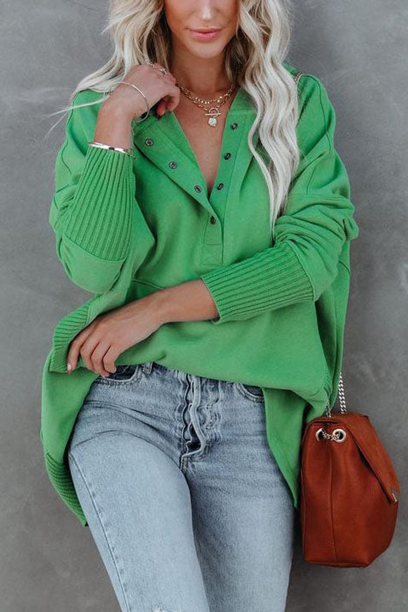 Elin | Dames Oversized Hoodie Tuniek Lange Mouwen Knoopsluiting