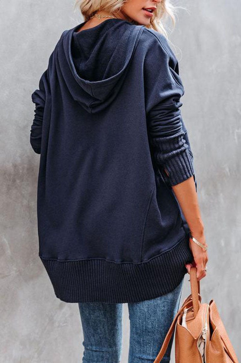 Elin | Dames Oversized Hoodie Tuniek Lange Mouwen Knoopsluiting