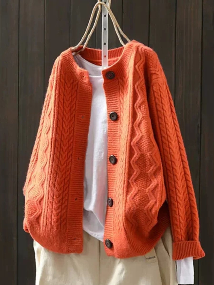 Mila | Dames Oversized Kabelgebreide Cardigan Knoop