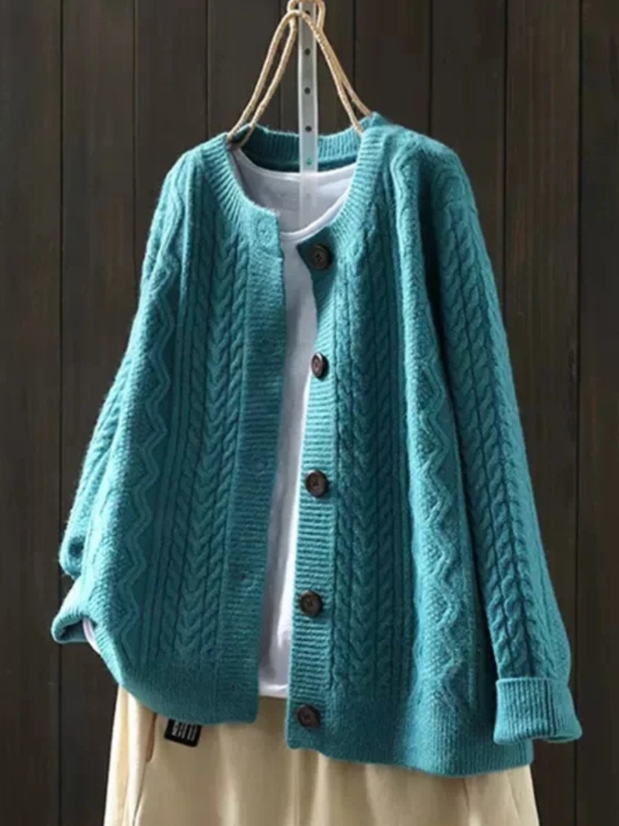 Mila | Dames Oversized Kabelgebreide Cardigan Knoop