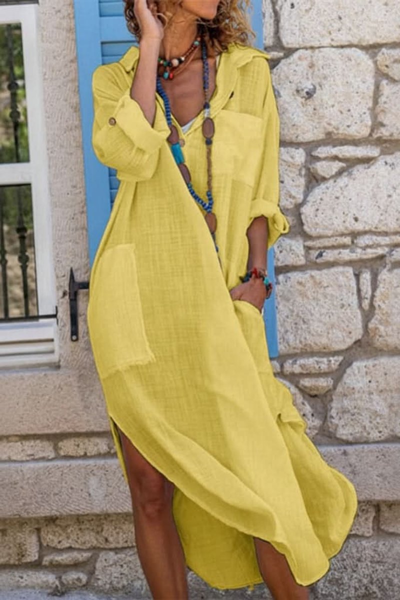 Yara | Dames Oversized Linnen Avondjurk Casual Midi