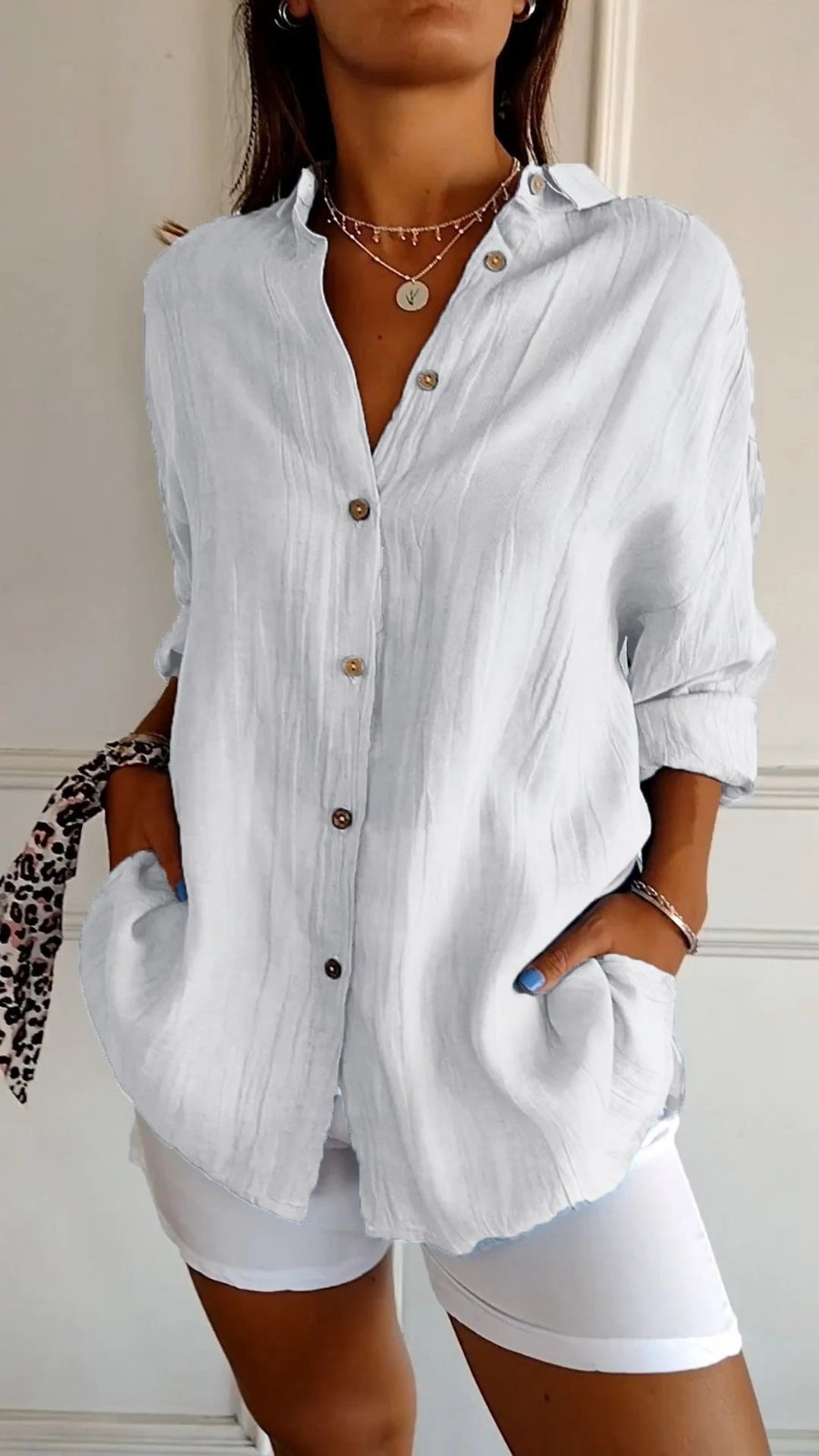 Eva | Dames Oversized Linnen Button-Down Blouse