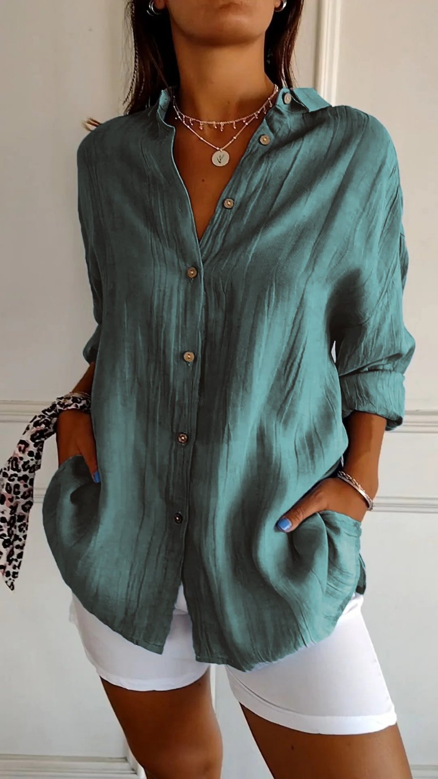 Eva | Dames Oversized Linnen Button-Down Blouse