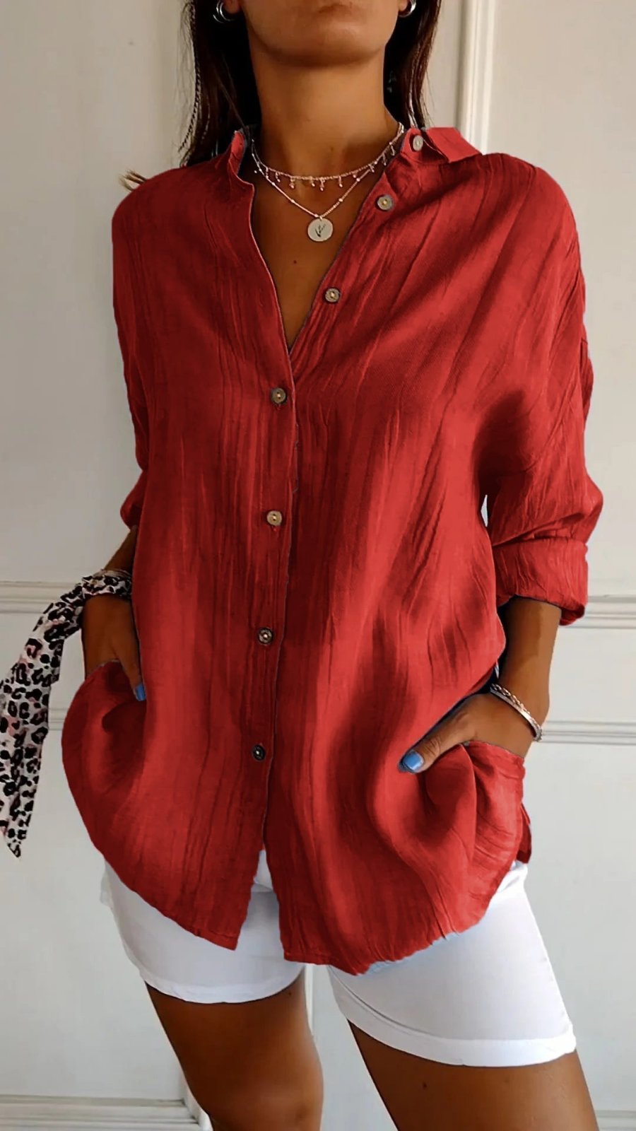 Eva | Dames Oversized Linnen Button-Down Blouse
